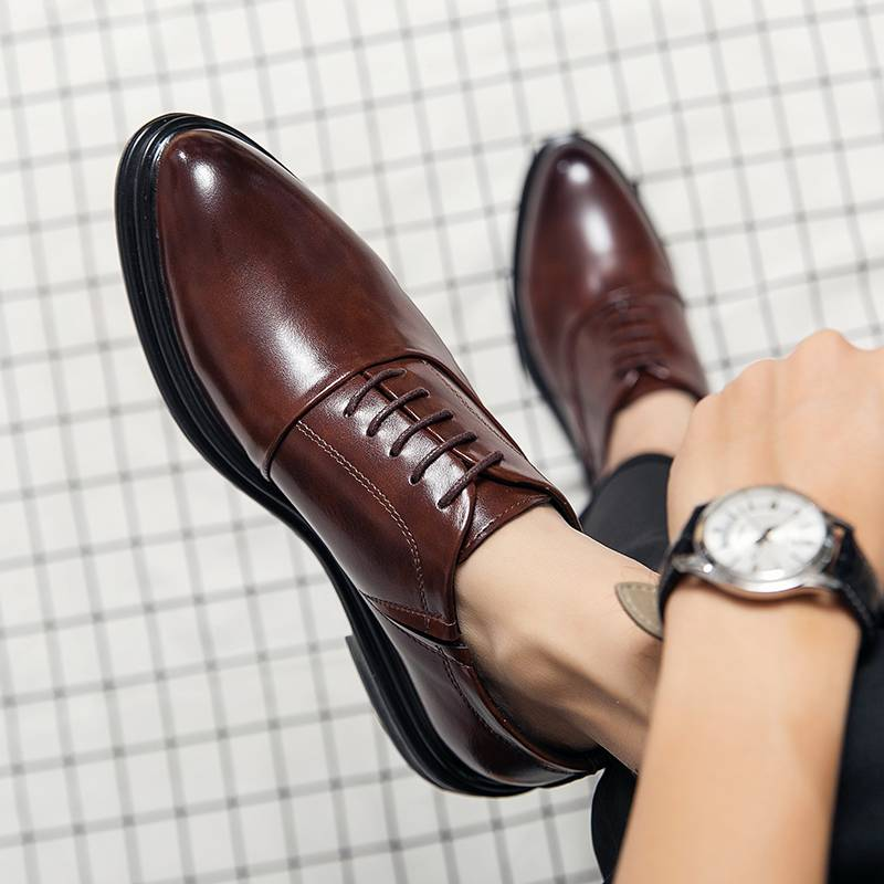 Men's Shoes Brown Leather Formal Shoes for Men Oxfords Male Wedding Party Office Business Shoe Man zapatos de hombre Plus Size_voghion.com