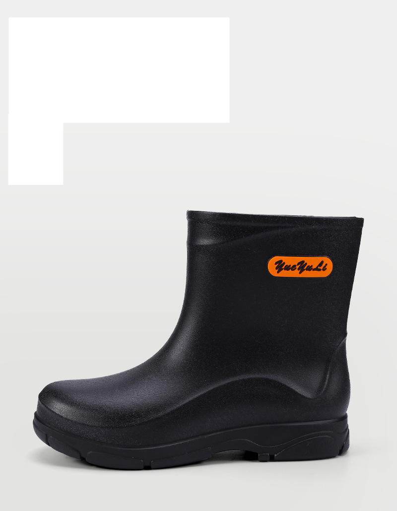 Sapatos masculinos novos da moda botas de chuva masculinas de cano médio, calçados de pesca à prova d'água para áreas externas, cozinha, trabalho, lavagem de carro, botas antiderrapantes para água_voghion.com