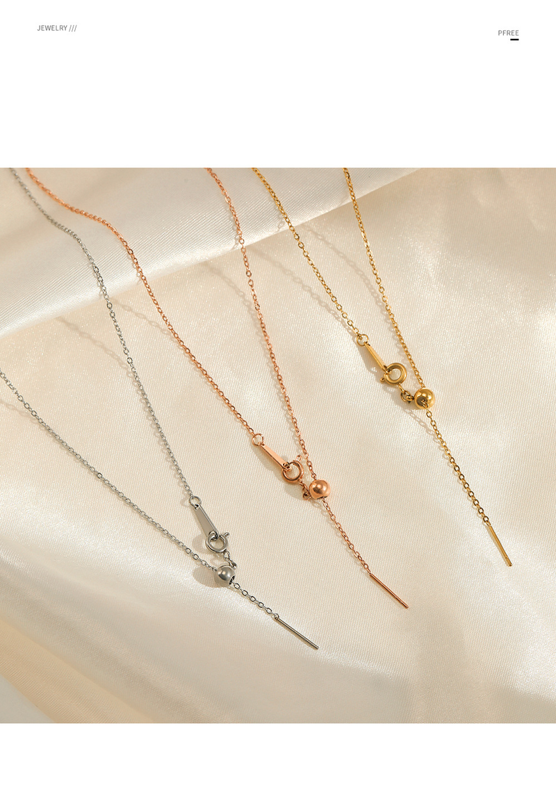 14K Gold Plated Cross Necklace - Adjustable Stainless Steel Clavicle Chain_voghion.com