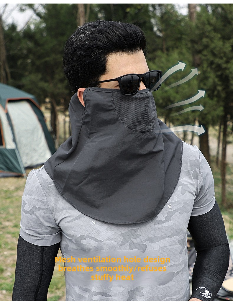 Men's Summer Outdoor Hat With Ear-Loop Face Mask - Wide Brim UPF 50+ Sun Protection For Hiking & Fishing (Mosquito-Proof Design)_voghion.com