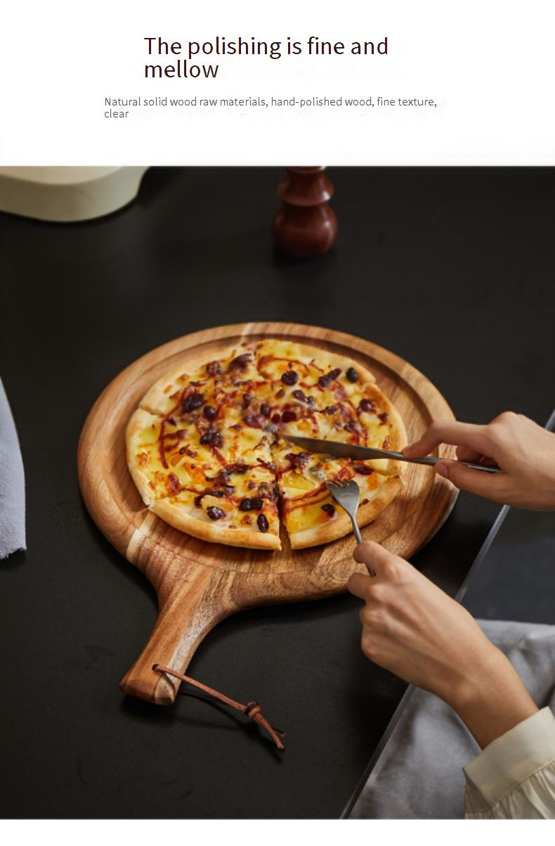 Acacia Wood Serving Board - Steak Plate Pizza Tray & Western Dining Dish Multi-Purpose Wooden Tableware_voghion.com
