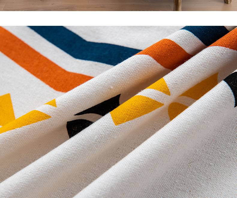 Moderne Leinenvorhänge – mehrfarbiger Kreisdruck, halbtransparente Vorhänge (Wohnzimmer, Schlafzimmer, Büro, 6 Größen, 80 % Leinen, minimalistischer Boho-Stil)_voghion.com