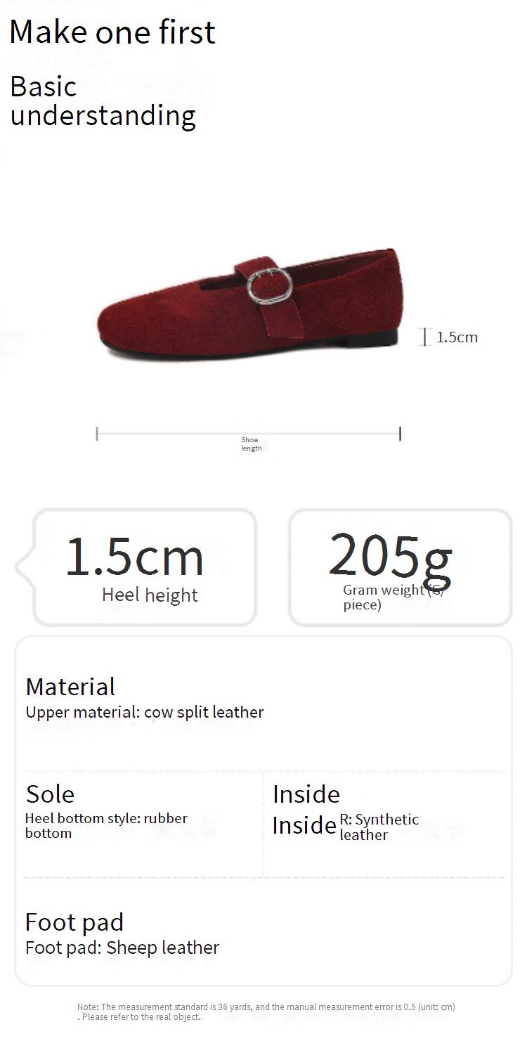 Cameido Women's Loafers Wine Red Brown Suede 1 5cm Round Toe Rubber Sole Casual Shoes_voghion.com