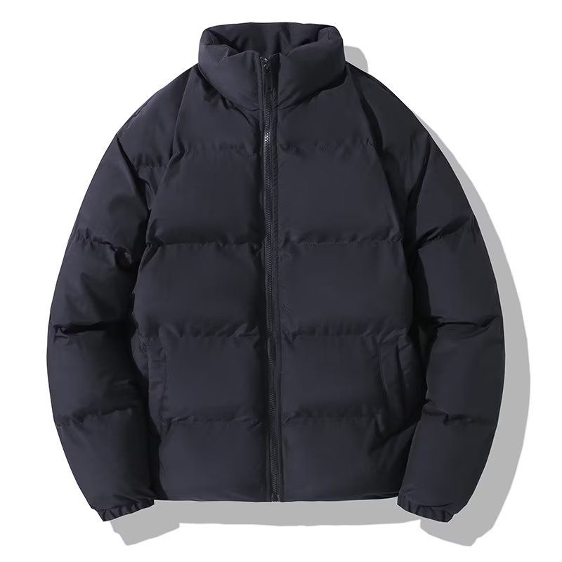 Piumino unisex a collo alto – Giacca invernale oversize con imbottitura spessa (nero/beige)_voghion.com