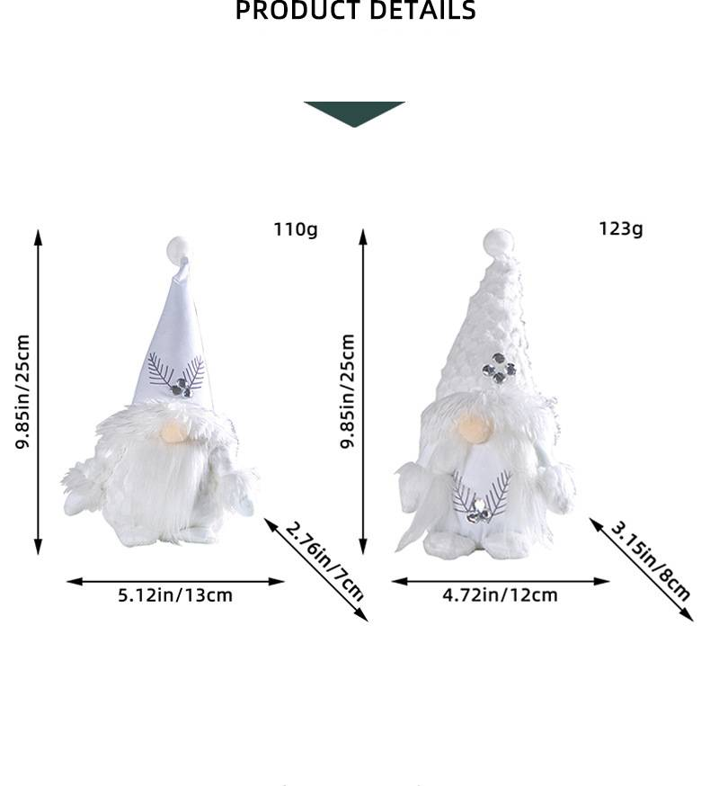 Gesichtsloser Gartenzwerg als Plüschfigur – Stehende, von Rudolph inspirierte Weihnachtsdekoration mit abnehmbarem Bart und Zöpfen (Weiche Baumwolle, 20 cm große Tischfigur)_voghion.com