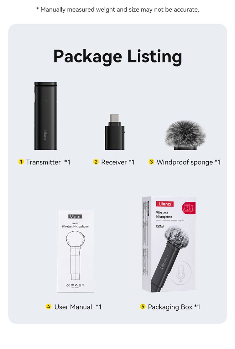 Ulanzi WM-10 vezeték nélküli csíptetős mikrofon 1 mikrofonhoz USB-C Android iPhone-hoz szélálló szivaccsal élő közvetítéshez_voghion.com