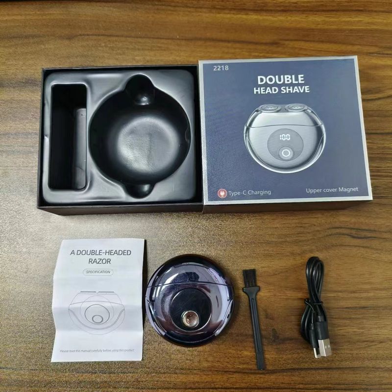 Magnetic 2-in-1 Travel Shaver With LED Display - Floating Dual Heads, USB-C Fast Charge, 60min Runtime, Ultra-Quiet (Mist Blue)_voghion.com