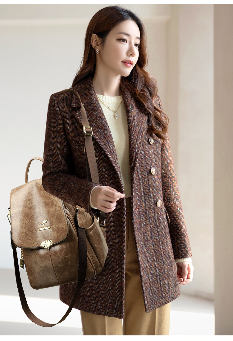 Mochila de couro macio para novo estilo feminino, simples e versátil, multifuncional, mochila de grande capacidade, bolsa feminina de ombro único_voghion.com