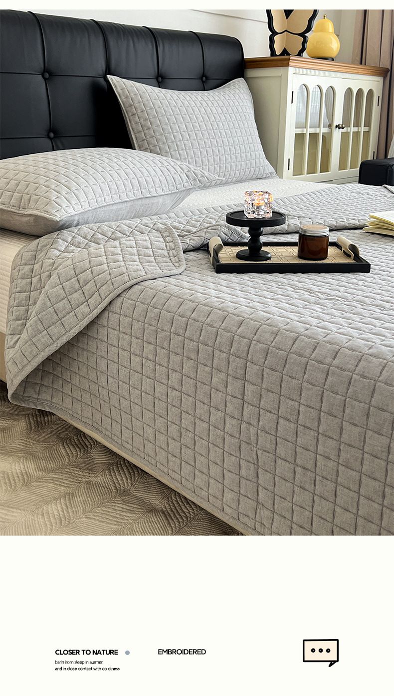 Couvre-lit réversible matelassé en coton et lin – Design bicolore toutes saisons pour lit simple/queen/king size, coins antidérapants, certifié OEKO-TEX®_voghion.com