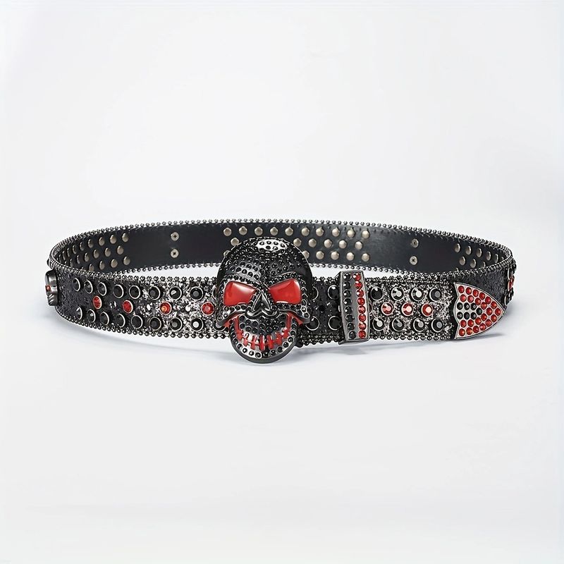Curea gotică cu craniu, în stil punk, la modă și personalizată, pentru fete, cu cap unic și nituri, cu diamant de apă_voghion.com