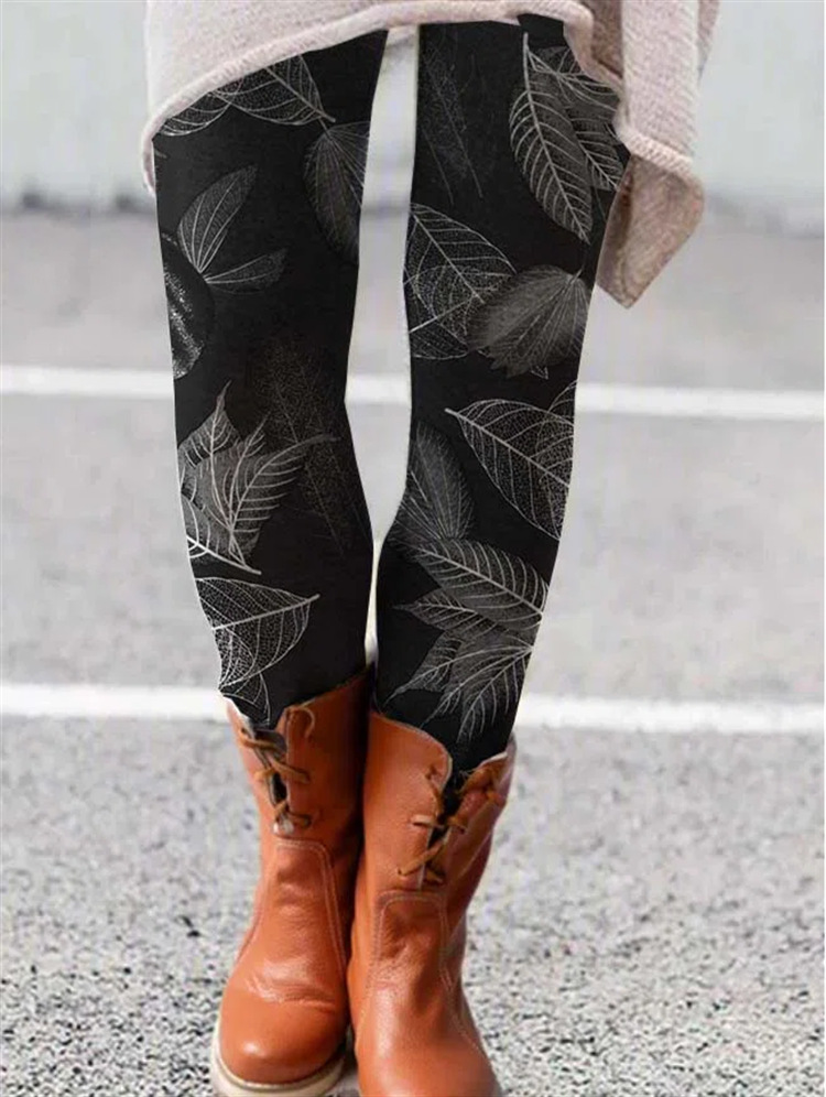 Pantaloni elasticizzati alla moda da donna, leggings slim stampati_voghion.com