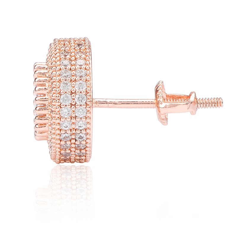 Orecchini a bottone Hip Hop con zirconi cubici rotondi da donna, per uomo e donna, placcati in argento 925, alla moda ed eleganti._voghion.com