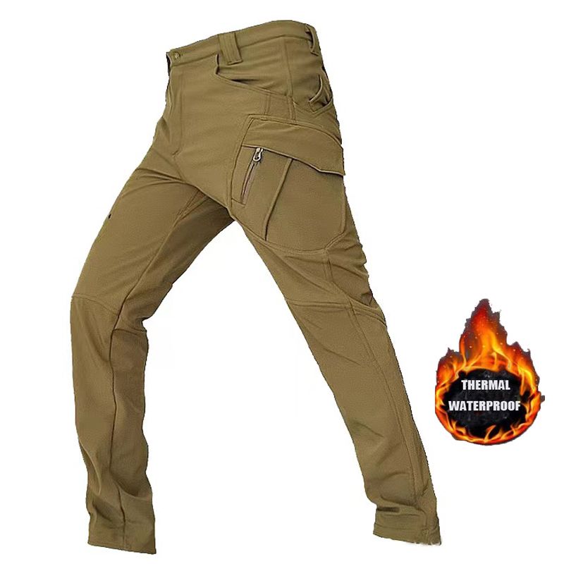 Men's Autumn Winter SoftShell Fleece Waterproof Jackets Male Hood Coats Fishing Hiking Camping Climbing Skiing Pants_voghion.com