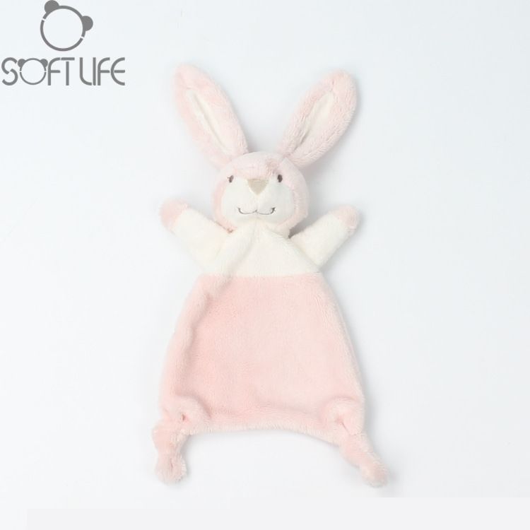 Stuffed Animals Soft Life Wholesale Cute Baby Plush Soothing Rabbit Pink Baby Soothing Towel Bib Short Plush Toy_voghion.com