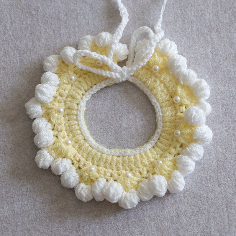 Collier pour chat/chiot/petit chien, style Instagram, tricoté à la main, avec perles fraîches._voghion.com