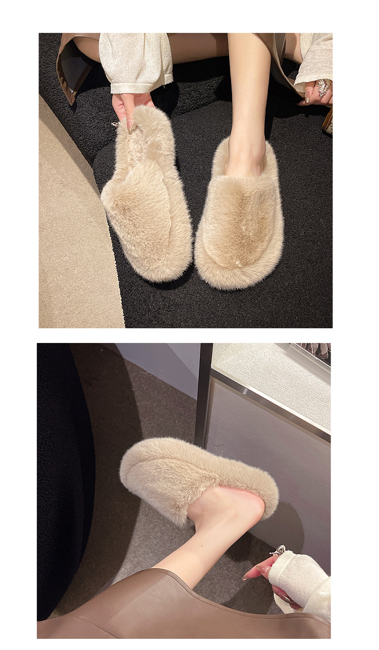 Groot formaat nieuw huis pluche bovenkleding pantoffels dames 2023 nieuwe Koreaanse versie Baotou mode zachte bodem comfortabele bontschoenen_voghion.com