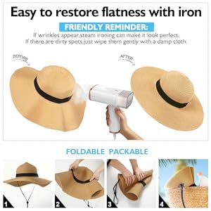 Beach Hats For Women, Foldable Sun Hat Womens UV Protection, Boho Wide Brim Hats For Women, Floppy Straw Visor Hat_voghion.com