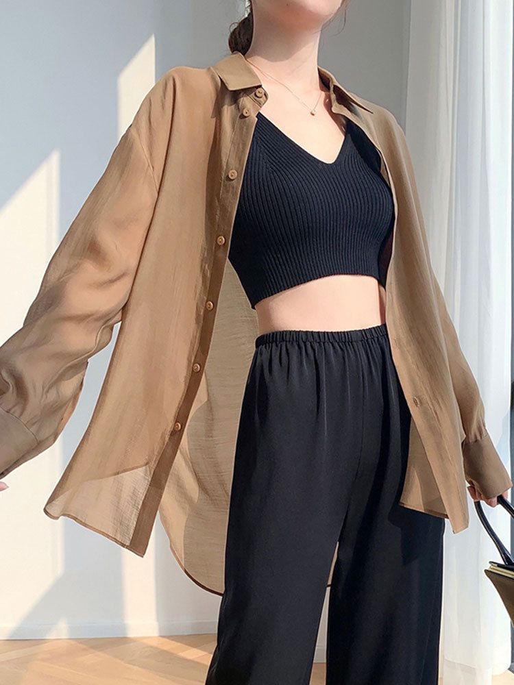 Tencel for women in summer 2024, thin and high-end, new chiffon camisole dress with sun protection shirt on the outside_voghion.com