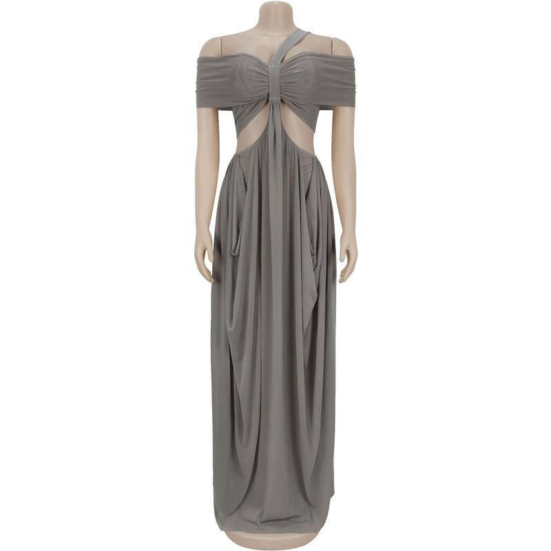 Abito a sirena aderente in rete trasparente – Abito sexy senza spalline con fasciatura e strass in vita (nero/blu/marrone/talpa, S-XXL)_voghion.com