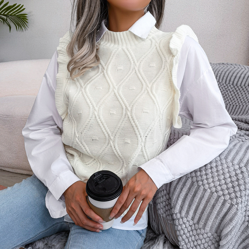 Damenpullover, Pullover, Hemd, einfarbig, ärmellos, Pullover, Weste, lässig, Pullover, Pullover, Weste_voghion.com