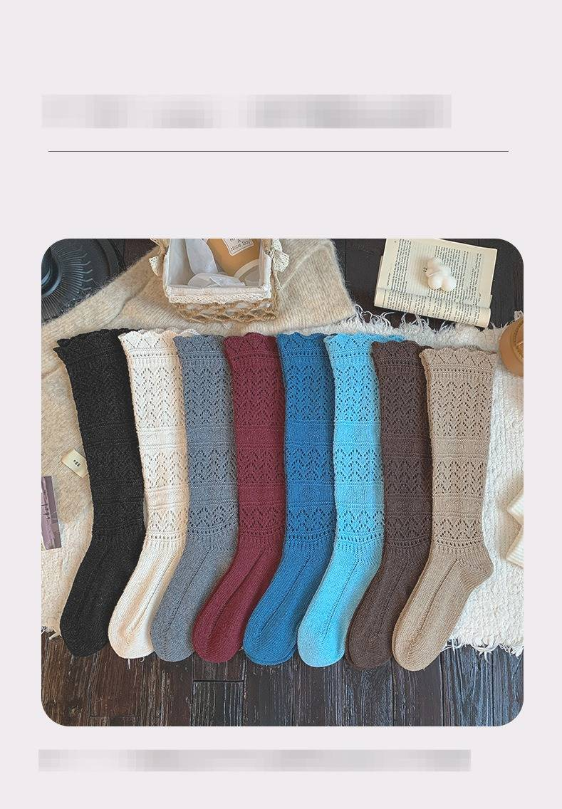Damen Herbst und Winter Einfarbige Dicke Nadel Strapazierfähige All Match Wollflorsocken Für Damen All Match Ins Style Wadensocken Für Damen_voghion.com
