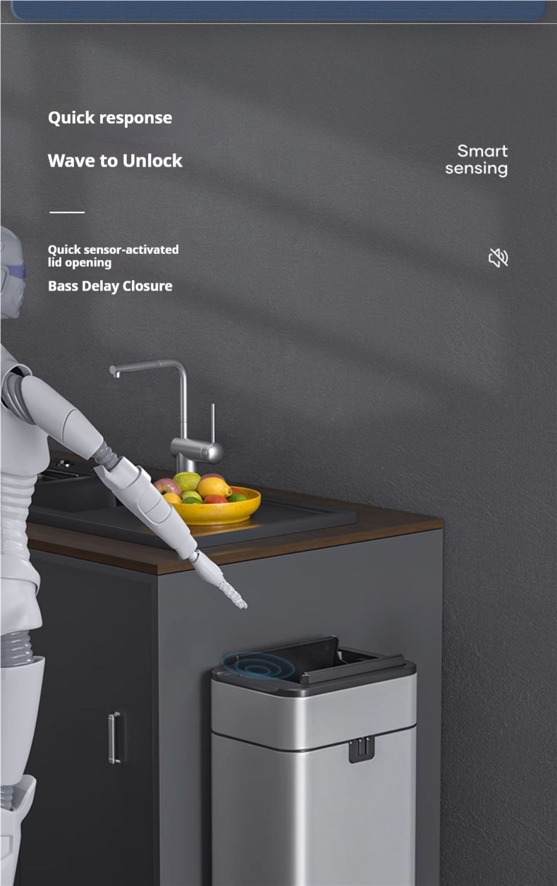 Smart Sensor Trash Can With Auto Lid, Hands-Free Stainless Steel Garbage Bin For Kitchen, Bathroom & Office, Large Capacity (15L/20L/30L/40L/50L/60L)_voghion.com