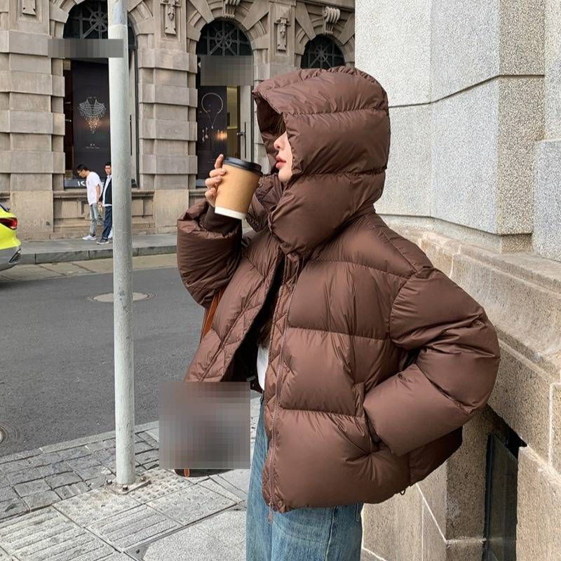Damenbekleidung Winter Kurze Pufferjacke Mit Kapuze, Verdickter Lockerer Schnitt Modemantel Für Freizeit Und Pendeln_voghion.com