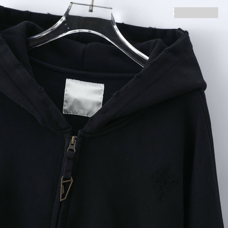 Distressed Zip-Up Hoodie With Washed Effect - Vintage Pullover With Ripped Details & Streetwear Vibe_voghion.com