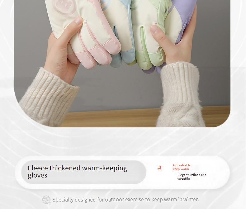 Gants de ski d'hiver pour femme, compatibles avec écran tactile, thermiques, imperméables, coupe-vent, softshell, pour cyclisme, moto, sports de neige (couleurs pastel)_voghion.com