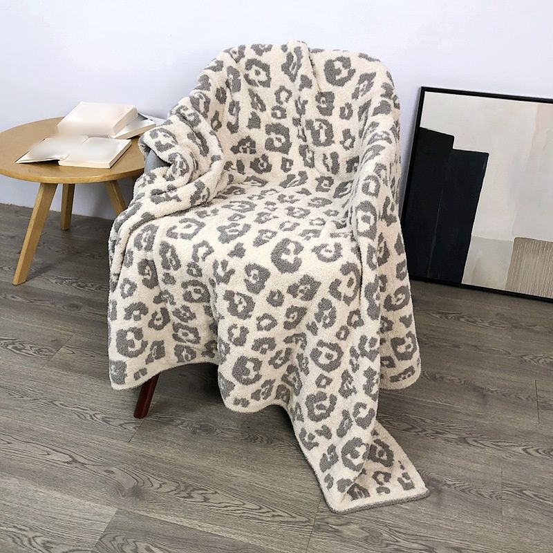 Coperta in semi-pile con stampa leopardata A2New, coperta lavorata a maglia con stampa leopardata e coperta in pile jacquard, coperta per pisolini sul divano 130*180 cm_voghion.com