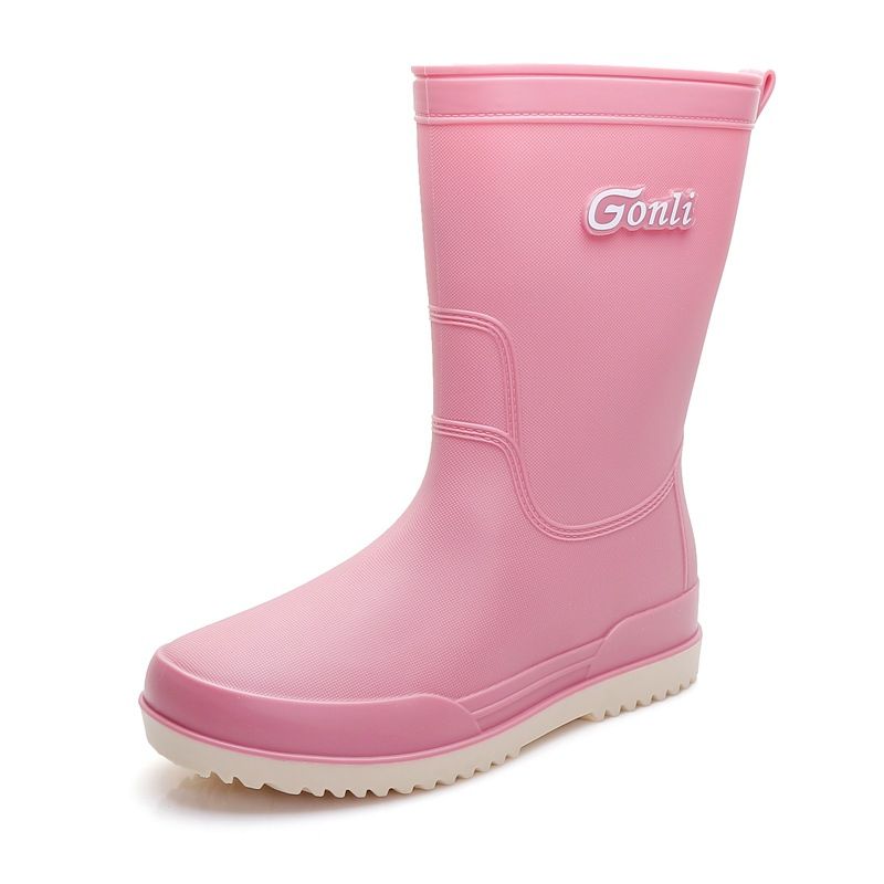 Modische Damen-Regenstiefel, dicksohlig, mittelhoch, wasserdicht, rutschfest und abriebfest, mit Fleece-Futter und warmen Wasserschuhen_voghion.com