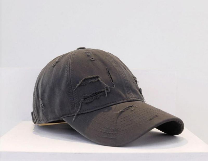 Retro do old broken hole baseball hat summer street personality versatile soft top sun duck tongue cap_voghion.com