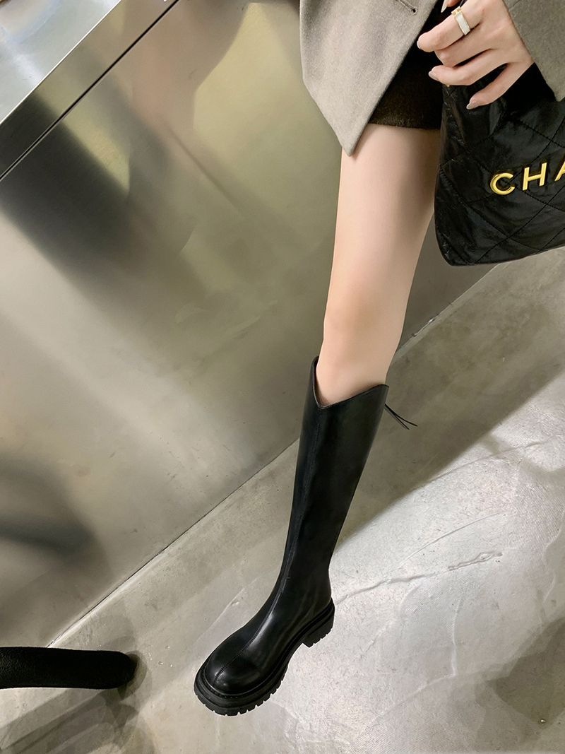 Grape Mom Reitstiefel im gleichen Stil mit hohem Absatz, dicker Sohle, Overknee-Stiefel in Übergröße, weit, mit Fleece gefüttert, lange Röhre für Damen_voghion.com