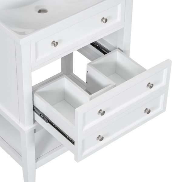 24' Bathroom Vanity Without Sink, Base Only, Solid Wood Frame, Bathroom Storage Cabinet With Drawer And Open Shelf_voghion.com