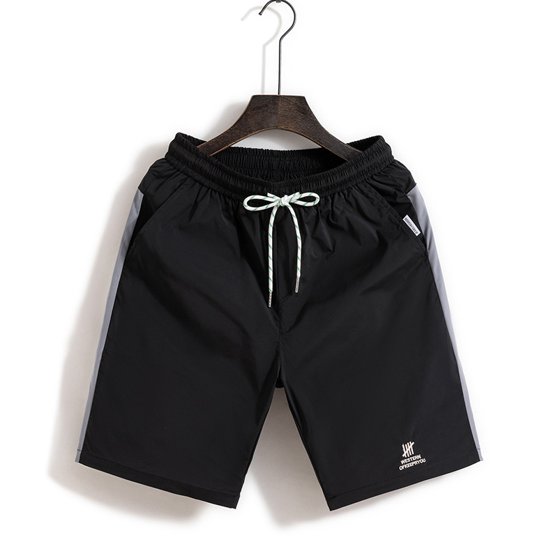 Net rot neue Shorts Sommer dünne Männer koreanische Version Trend Farbe Blockierung Capris tragen große Shorts Eis Strandhose_voghion.com