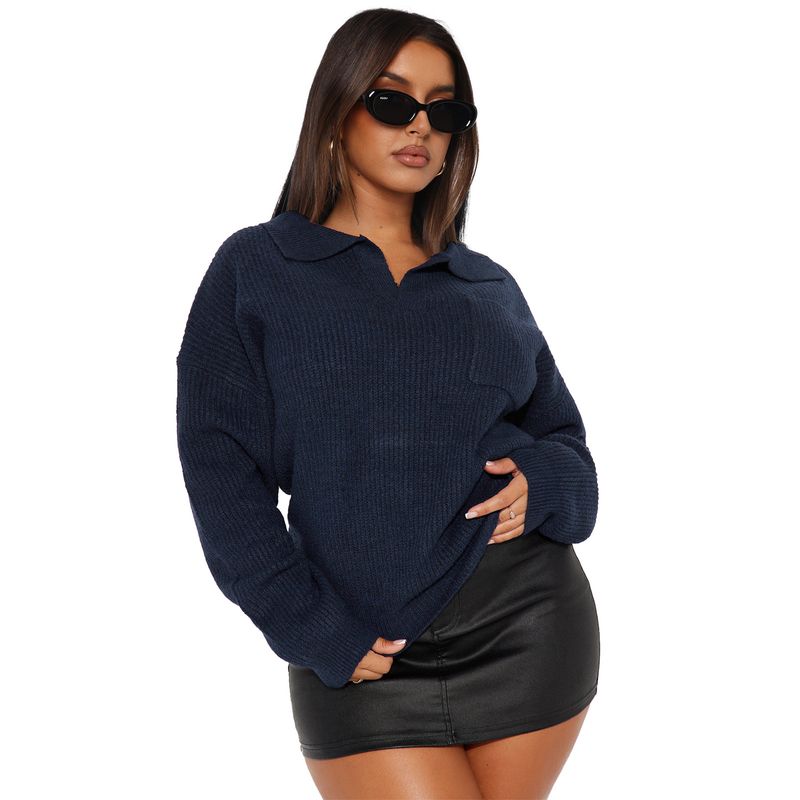 Weicher und gemütlicher Oversize-Strickpullover für Damen, lässiger Pullover mit Schalkragen – elegantes Must-have für die Herbst- und Wintergarderobe_voghion.com