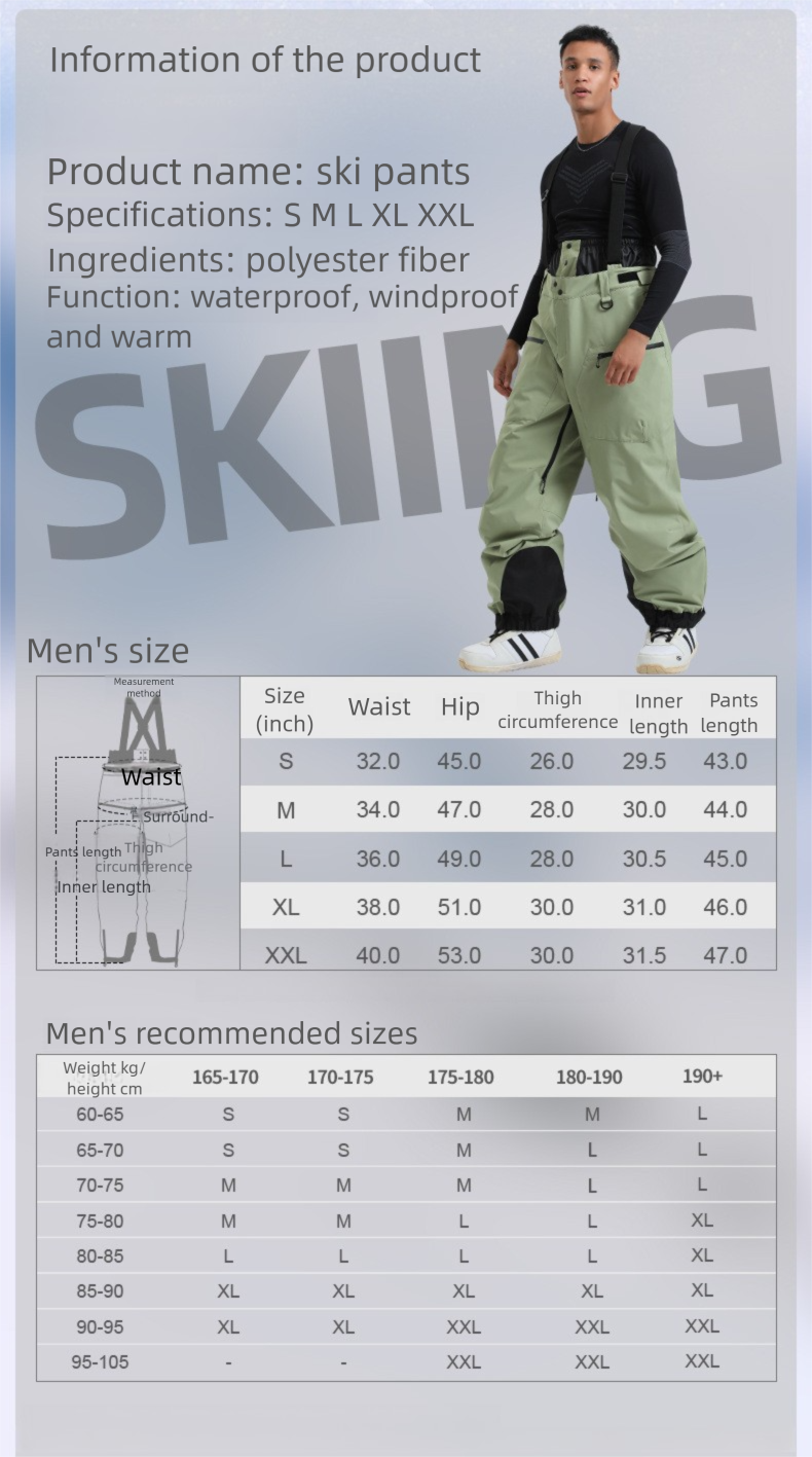 Nuovi con cinturini da donna/uomo, imbottiti in cotone spesso, caldi, con tavola singola e doppia, antivento, pantaloni da sci impermeabili_voghion.com