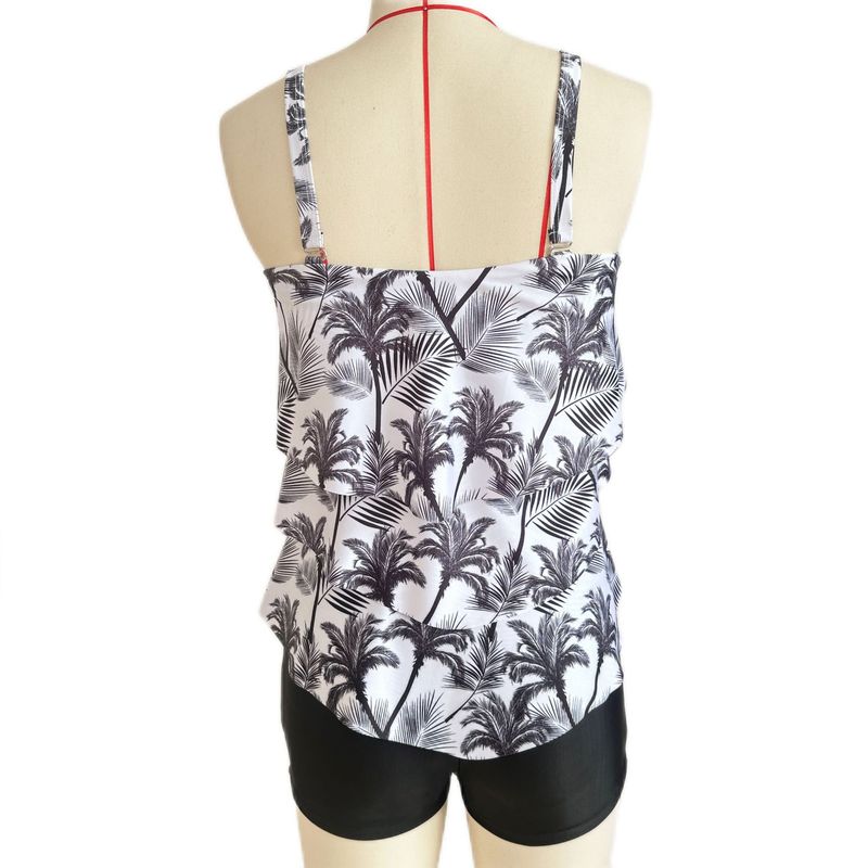 Maiô comercial de roupas femininas com babados, maiô conservador, cueca boxer, maiô tankini, tamanho grande, cor gradiente_voghion.com