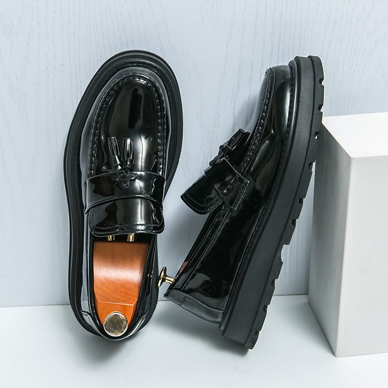 Hochwertige Lederschuhe für Männer mit Sinn für britischen Stil, hoher Leibhöhe, dicker Sohle, trendig und glänzend_voghion.com