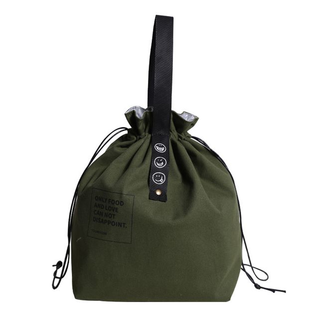Bolsa de lona con aislamiento térmico y cordón para comida, para picnic, bento, para guardar comida fresca en la escuela._voghion.com