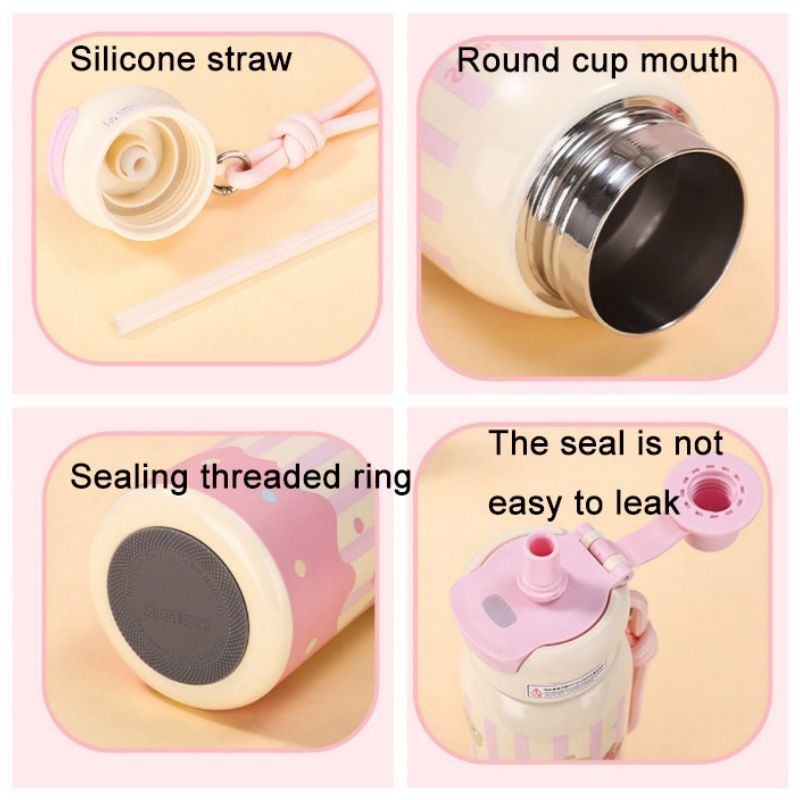Mode Hochwertige Kawaii Element Kleine Tier Thermos Tasse Doppel Trinken Mit Stroh Wasser Tasse Student Praktische Wasser Tasse_voghion.com