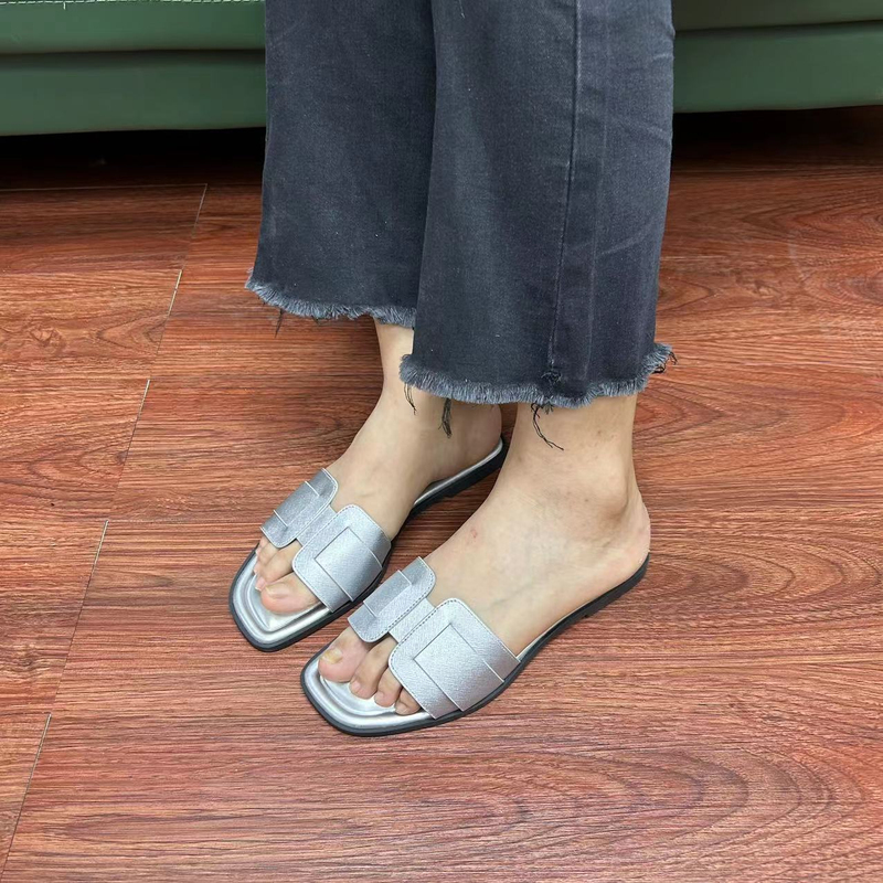 Chaussures pour femmes chaussures confortables recouvertes de cuir, pantoufles pour femmes décontractées et tendance à bout rond_voghion.com