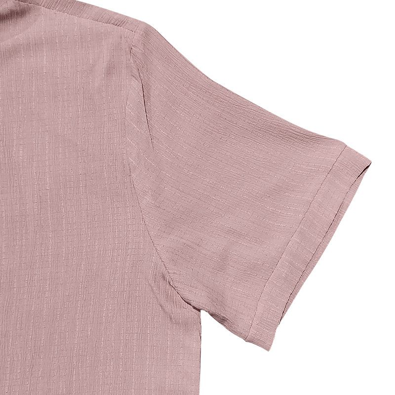 Herren Revers Einfarbig Kurzarm Button-Down-Hemd Lässiges Lose Kurzarm Cardigan Strand T-Shirt_voghion.com