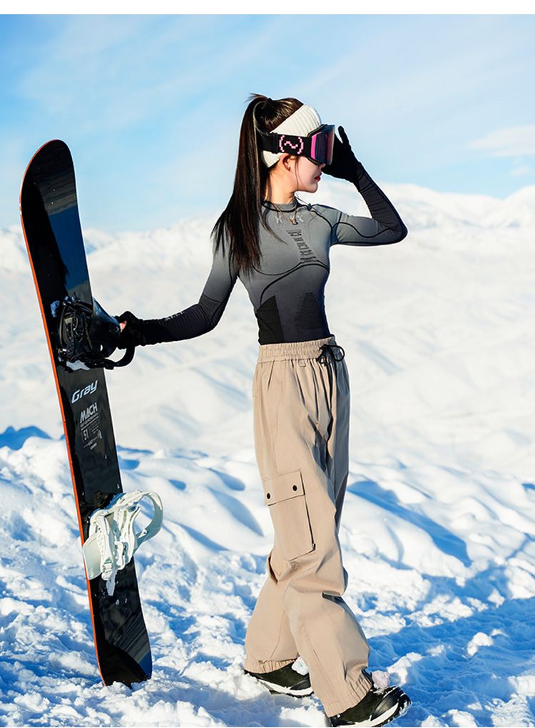 Pantalones de esquí holgados de terciopelo grueso para mujer, impermeables y resistentes al viento, color negro, para deportes al aire libre, talla grande para hombre._voghion.com