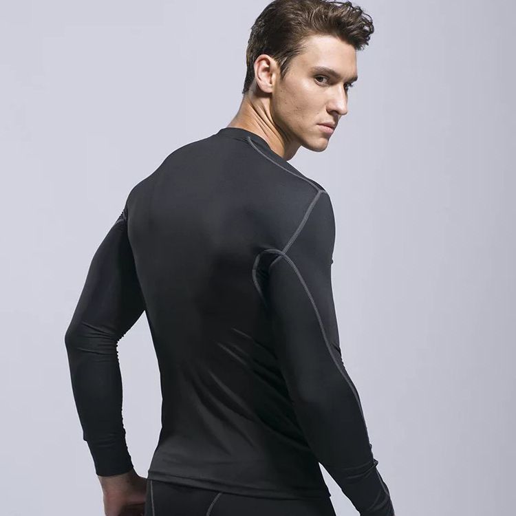 Camiseta deportiva de manga larga ajustada para hombre: camiseta de compresión transpirable y de secado rápido para gimnasio, running, baloncesto y entrenamiento de fútbol._voghion.com