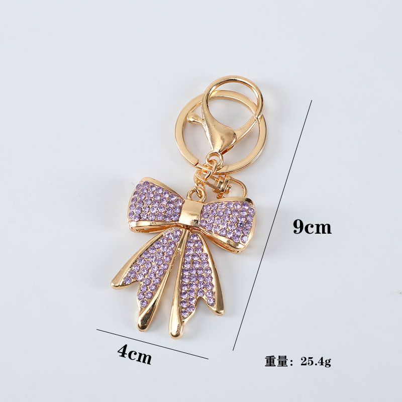Diamond Bow Metal Car Keychain Simple Personality Style Key Ring Bag Pendant Accessories_voghion.com