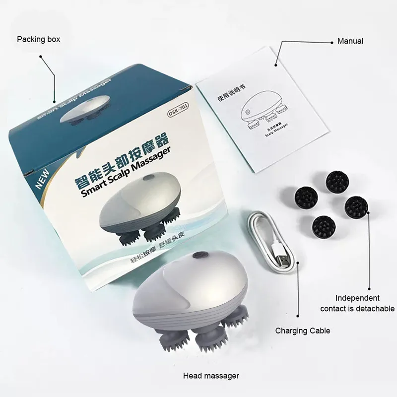 Head Massager Hårbotten Huvud Hår Massager Elektrisk Hälsovård Antistress Koppla av Kroppsmassage Deep Saude Vävnadsförhindra_voghion.com