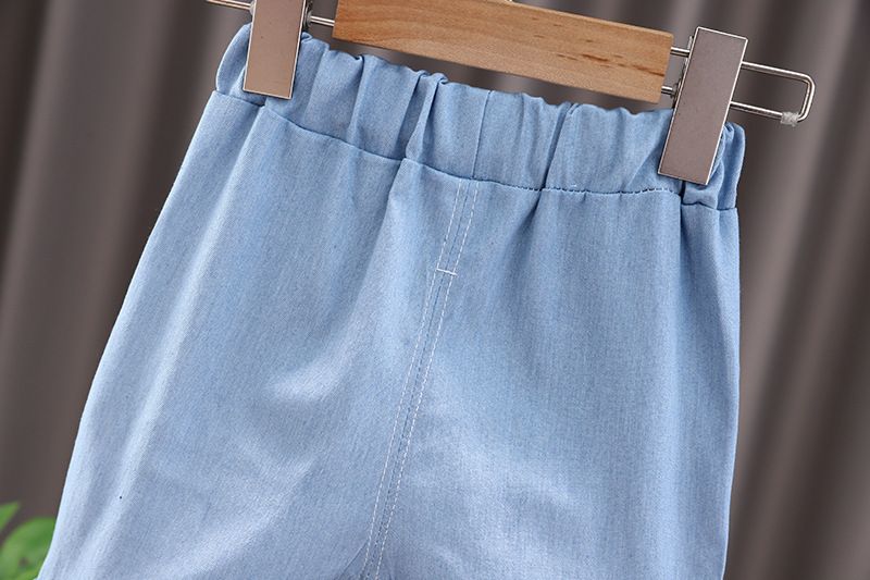 2024 Summer Trendy Korean Edition Boys and Girls Casual Cartoon Fashionable Striped Short Sleeve Shorts Set of Two_voghion.com