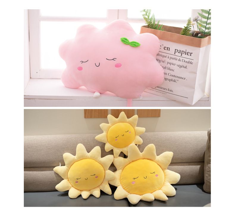 Nordic Plush Cushion Cover, Sun Heart Cloud Pattern Decorative Pillow For Girl Bedroom Sofa Home Decor, Down Cotton Fill_voghion.com