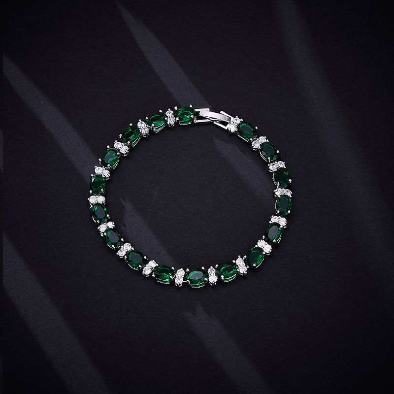 Nouveau bracelet géométrique ovale coloré en cristal de zircon, léger et exquis, pour une personnalité polyvalente_voghion.com